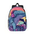 thumbnail image 1 of Lukts Hip-Hop DJ Dolphin Pattern 15 Inch Student Backpack, Waterproof Laptop Backpack with Adjustable Shoulder Straps, Lightweight Travel, Campus Backpack, Unisex, 1 of 6