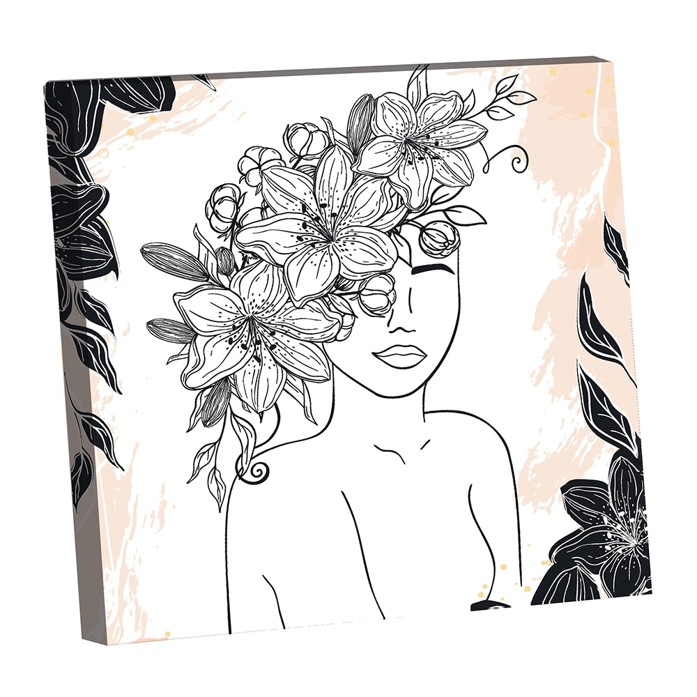 Beauty from Within Flowerhead -14"x14" Canvas Artwork - Multi-Color 16 x 20