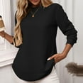 thumbnail image 7 of vigerkar Womens Tops Crewneck Long Sleeve Waffle Knit Solid Color Shirts Loose Casual Tunic Tops (Black, XXL), 7 of 7