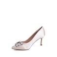 thumbnail image 3 of Lauren Lorraine Carolyn Big Jewel Embellished Pointed Toe Low Heel Formal Pumps (Ivory, 8.5), 3 of 5