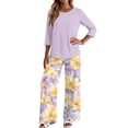 thumbnail image 4 of Two Piece Sets for Women Lounge 3/4 Length Sleeve Womens Tops Graphic Pants Summer Outfits 2026 Purple L, 4 of 6