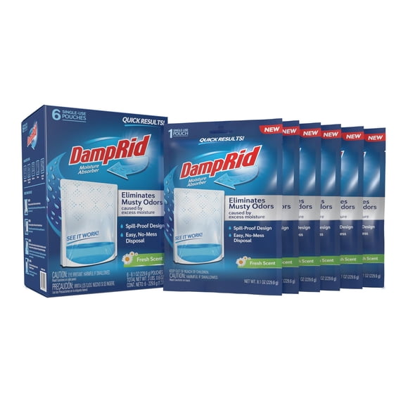 Absorbente de humedad DampRid Fresh Scent, bolsa de un solo uso, paquete de 6