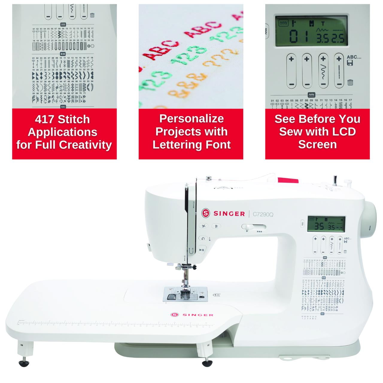 SINGER® C7290Q Sewing & Quilting Machine + Accessories & Extension Table | 417 Stitch Applications
