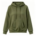thumbnail image 7 of SYwaren Waffle Knit Hoodie for Women Long Sleeve Crewneck Sweatshirt Solid Color Tops, 7 of 7