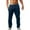 Dark Blue, variant on Men’s Elastic Waist Casual Pants, Loose Fit Breathable Weave Blend Trousers with Pockets, S-3XL Sizes, Solid Tones (Black,S)