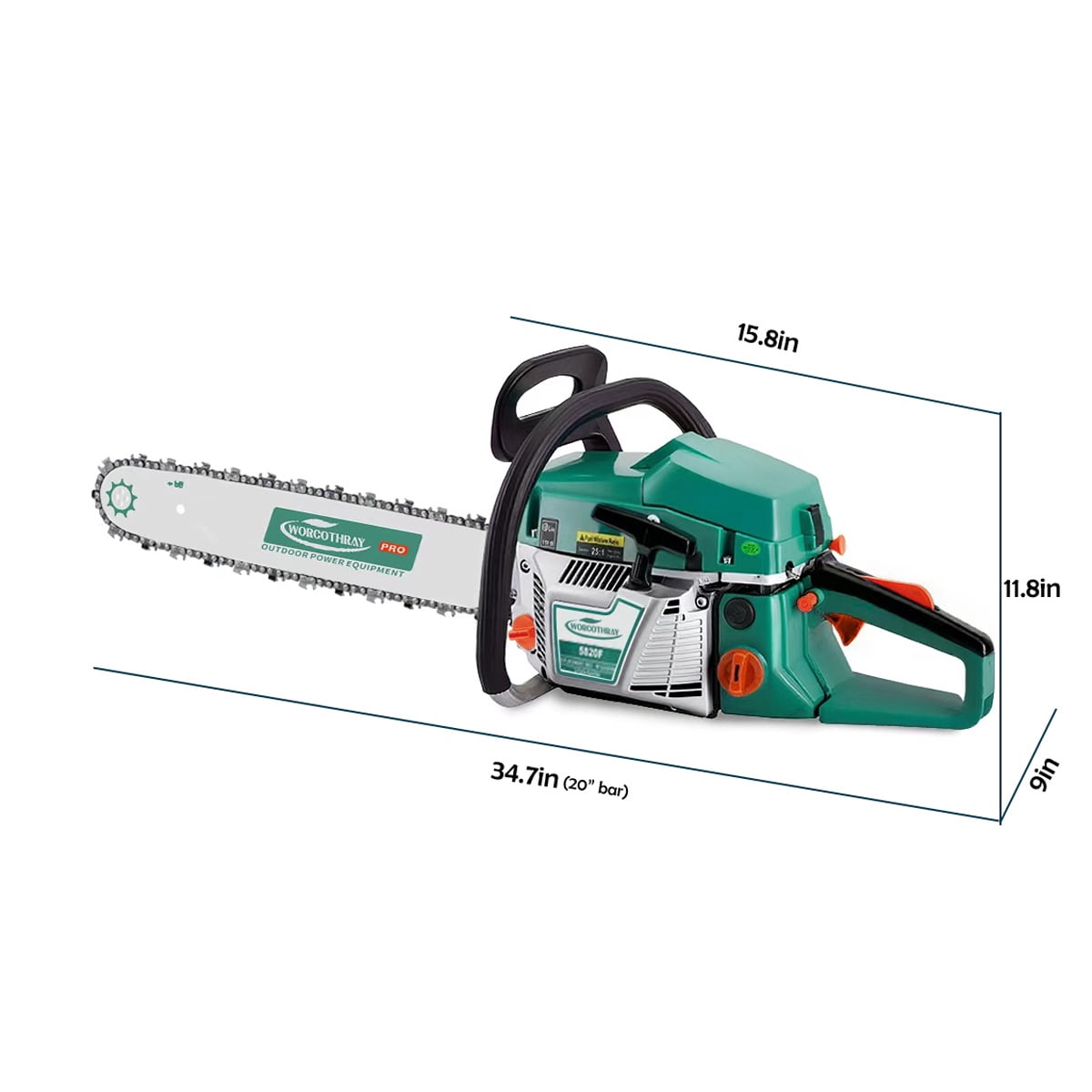 Dolonm 62cc Gasoline Chainsaw, Dolonm 20" 2-Stroke Petrol Handheld Cordless Gas Powered Chainsaw with 3.4HP 10000RPM for Wood Cutting, Tree Trimming, Farm, Garden