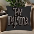 thumbnail image 5 of Set of 2 Decorative Throw Pillow Covers 18x18in - Elegant Black with Metallic Silver ' My Pajama ' Text Perfect for Couch Bed or Car, 5 of 8