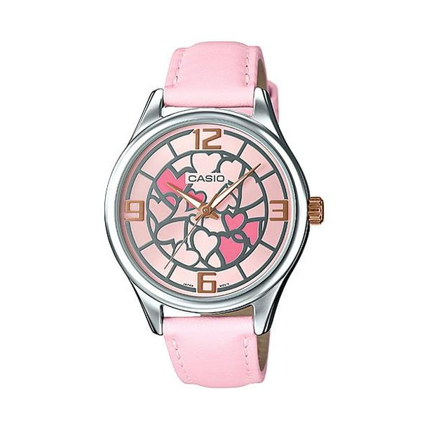 Casio LTPE128L4A Pink Casio Ladies Watches Leather Bands Analog New