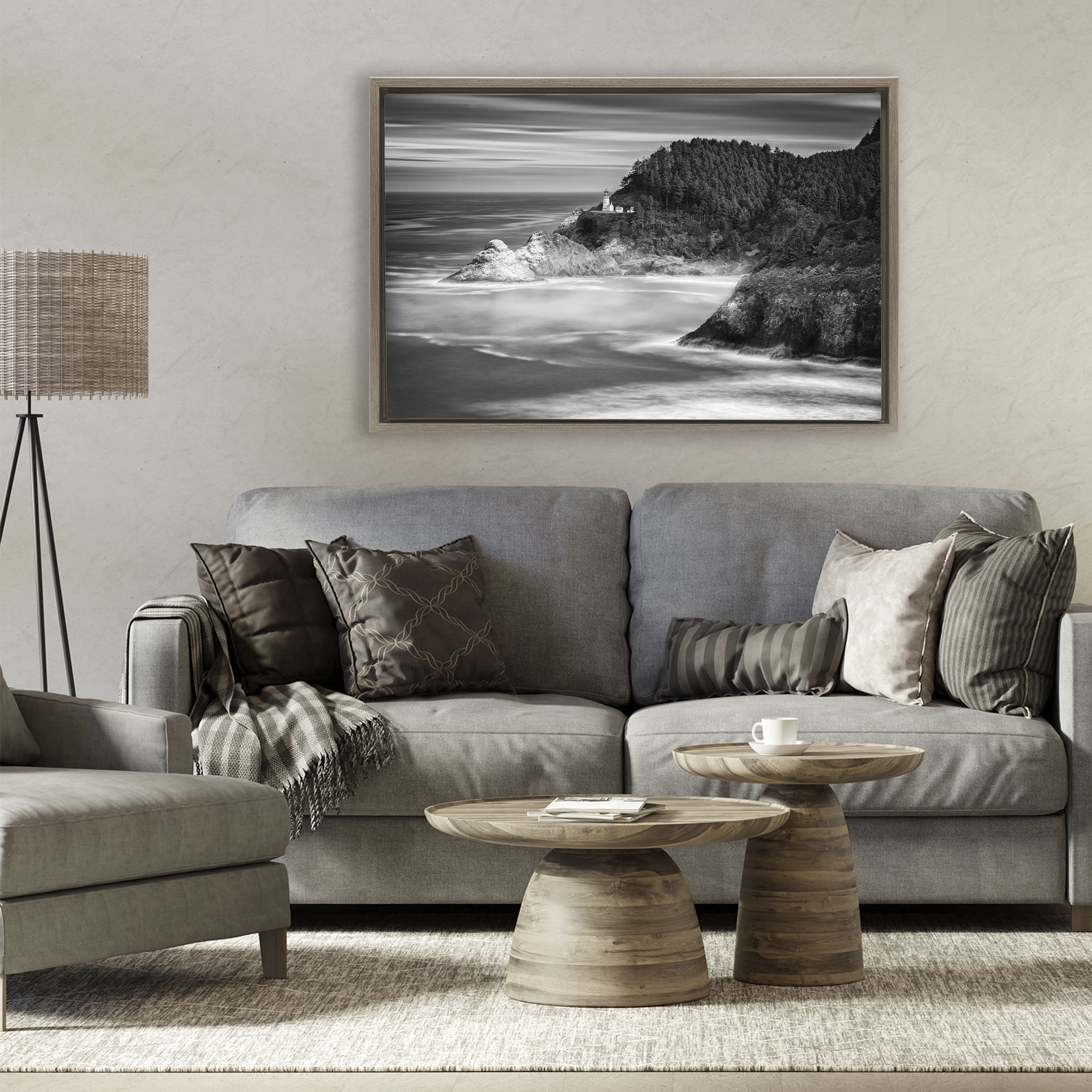 Stupell Industries Perched Above The Pacific Brown Framed Floater Canvas Wall Art, design by Rick Berk