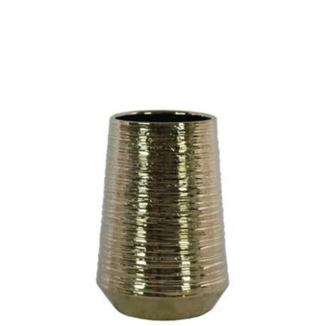 Urban Trends Collection 45718 Small Ceramic Round Vase with Combed Design Body, Gold