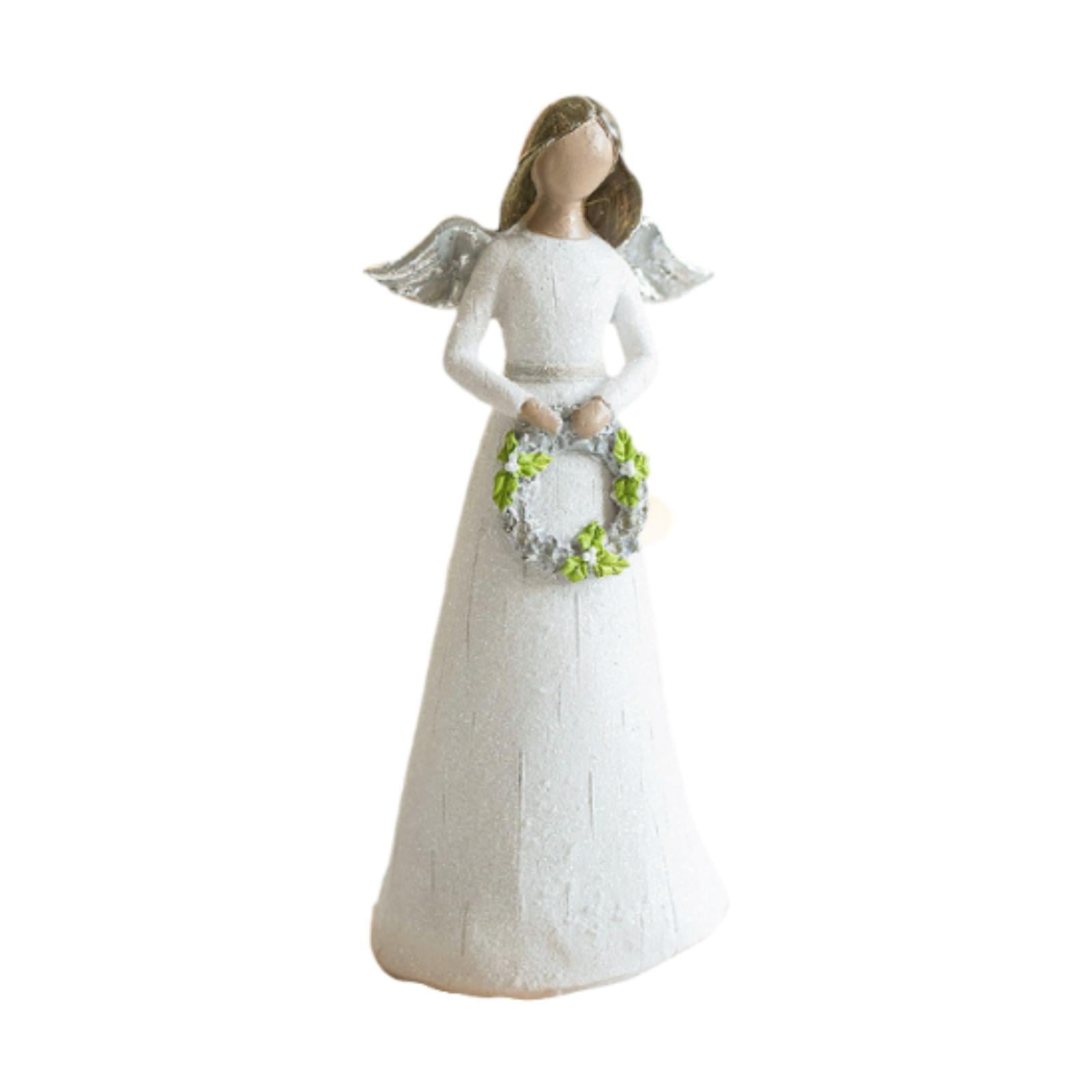 kowaku Angel Figurine Collectible Resin Sculpture Desktop Statue Decorative Ornament with Artistic Craft Design Suitable for Home Bedroom Desk Living Room of Wreath