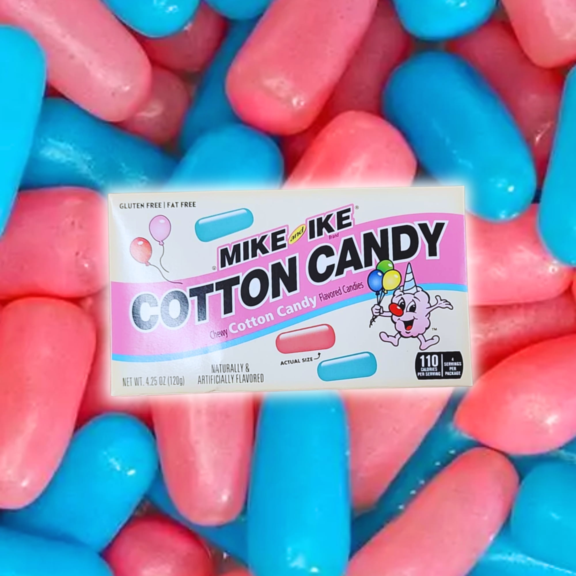 Mike and Ike Cotton Candy, Chewy Pink & Blue Candies for Party Favor Easter Basket Stocking Stuffers Trick or Treat Movie Night Snack, 4.25 Oz Theater Box 3 Pack w/ Snoep in Beperkte Oplage