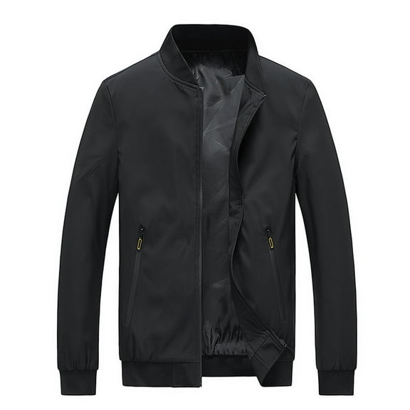 Men Clearance LYXSSBYX Winter Jackets for Men Clearance Men's Solid Long Sleeve Coat Zipper Pocket Stand Collar Hooded Jacket