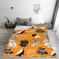 thumbnail image 6 of Throw Blanket for Couch Sofa and Bed, Bold Black and White Leaves Orange Super Soft Plush Throw Blanket, Fuzzy Cuteness Comfy Warm Washable Flannel Blanket & Throws for All Season 40"x30", 6 of 7