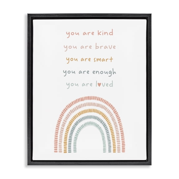 Stupell Industries Bohemian Inspirational Pastel Rainbow Black Floating Frame Canvas Art, 17 x 21, by Lil' Rue