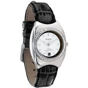 Crystal Bezel Black Strap Watch