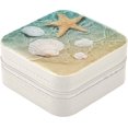 thumbnail image 3 of GZHJMY PU Leather Jewelry Box, Starfish Seashell on Summer Beach Sea Travel Jewelry Case Portable Jewelry Organizer Storage Holder Boxes for Women Girls for Necklace Bracelet Earrings Rings, 3 of 7
