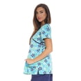 thumbnail image 2 of Just Love Women's Scrub Tops Nursing Scrubs (Green Flower with Navy Trim, Medium), 2 of 3