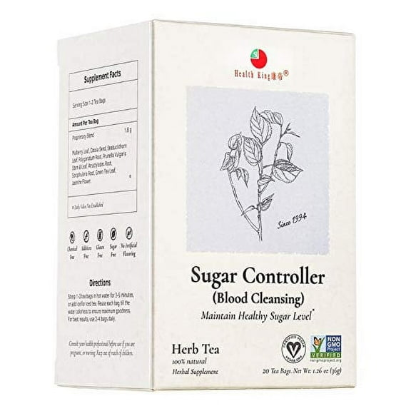 Health King Sugar Controller Herb Tea, Teabags, 20 Count, 3 Pack