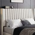 thumbnail image 4 of Renwick Upholstered Platform Queen Bed with Wing Side, Adult, Ivory, 4 of 8