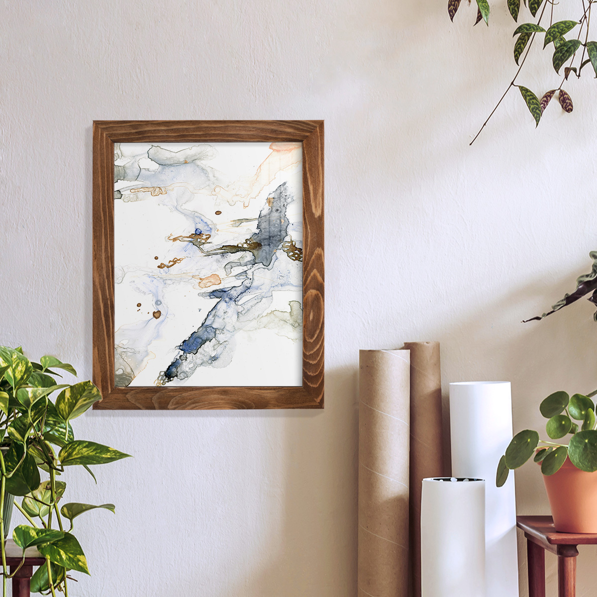 Organic Interlace I -Framed Print w/glass-Walnut