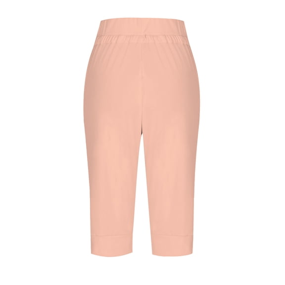 LAJPXKHY Yoga Shorts for Women with Pockets Summer Knee Length Drawstring High Waisted Straight Leg Running Workout Shorts Activewear