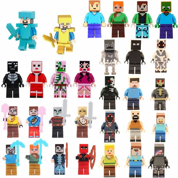 Mine-craft Mini Action Figures & Accessories Building Toys party supplies Set 30-Pack, 1.77-in Scale Collectible Toys Playset