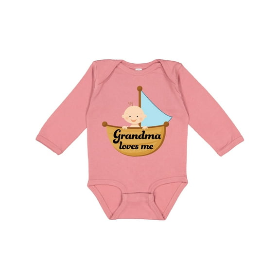 Inktastic Grandma Loves Me Grandchild Boys Long Sleeve Baby Bodysuit