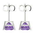 thumbnail image 4 of 3 Ct Princess Cut Studs Purple Alexandrite 18K White Solid Solid Gold Everyday Dainty Earrings Push Back, 4 of 7