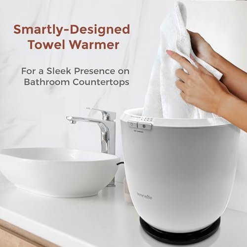 SereneLife Towel Warmer Bucket With Fragrance & Timer - Spa Heater For Towels, Robes, Blankets (Natural Color)