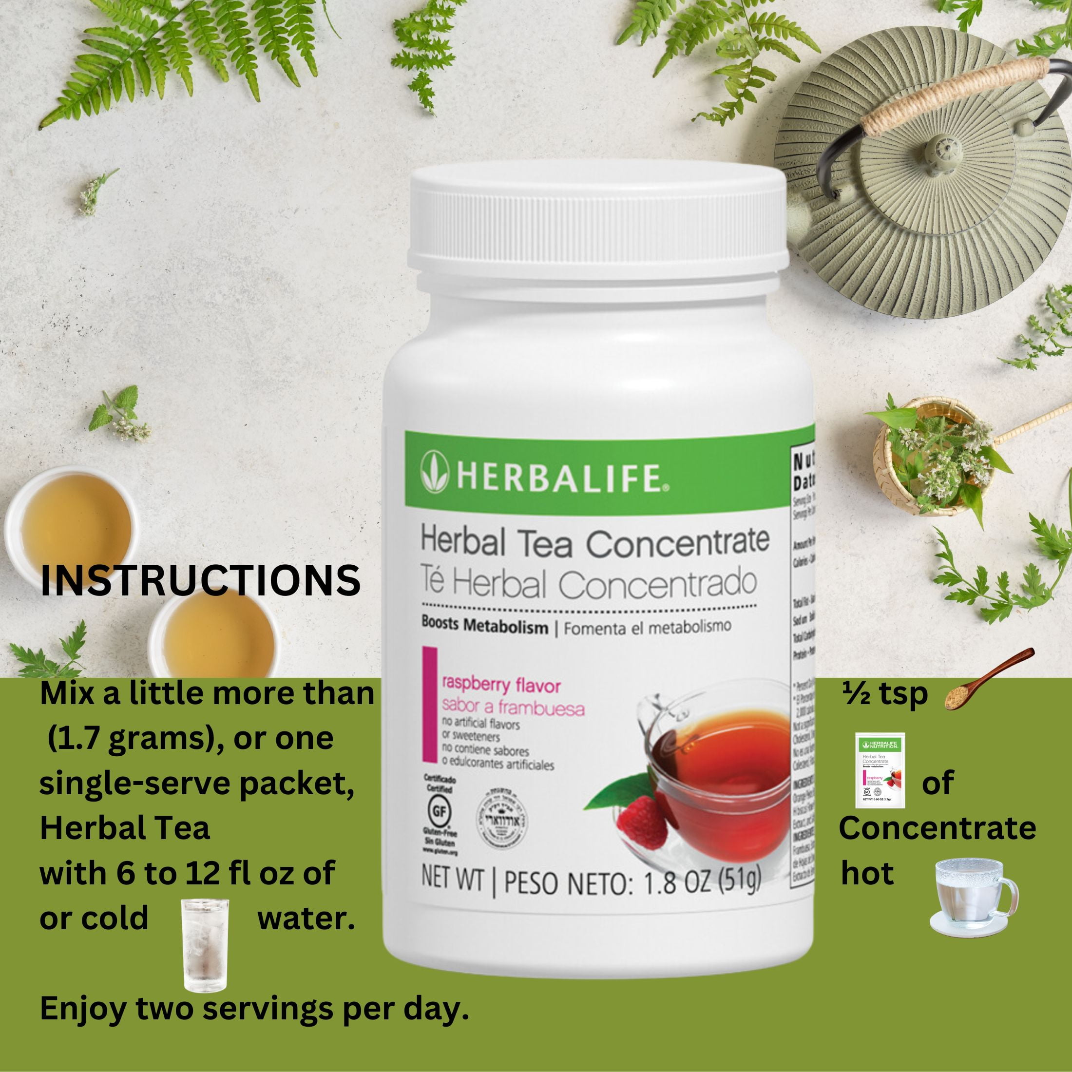 Herba life. Formula 1 Dutch Chocolate, Tea Sweet Ginger 3.6 Oz, PPP & Beverage Enhancers 30 Packets