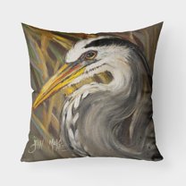 Carolines Treasures JMK1229PW1818 Blue Heron Canvas Fabric Decorative Pillow  18H x18W multicolor