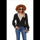 thumbnail image 1 of Blusa Informal de Larga con Volantes y Cuello en V para Mujer Negro XL, 1 of 10