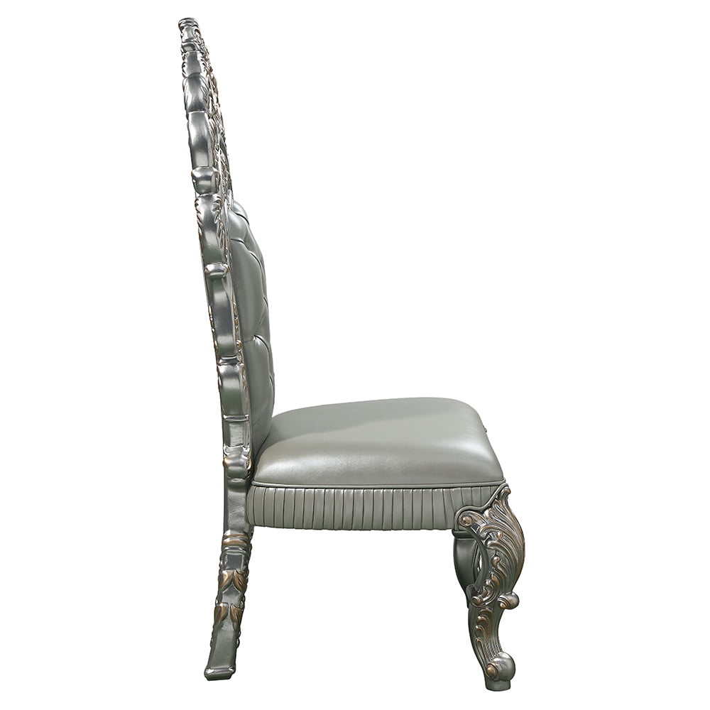 Acme Sandoval SIDE CHAIR (SET-2) Beige Synthetic Leather & Champagne Finish