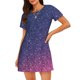 thumbnail image 1 of Fotbe Violet Glitter Bata de Dormir para Mujer con Estampado, Camisón de Algodón de Manga Corta, Ropa de Dormir Casual, 1 of 6