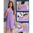 thumbnail image 5 of Pinspark Hospital Gowns for Women Open Back Tear Away Short Sleeve Dress Snap Open Post Surgery Adaptive Nightgown with Pockets, 5 of 6