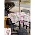 thumbnail image 4 of Spring Easter Outdoor Tablecloth - 54x54 Inch Square Dining Table Cover, Watercolor Floral Tulips Wreath Eggs Pink Plaid Waterproof Outdoor Table Cloth with Umbrella Hole & Zipper for Picnic/Patio, 4 of 7