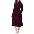 thumbnail image 5 of Women's Long Lapel Warm Bathrobe - Solid Color Thick Fitted Sleepwear Nightgown - Dark Purple - M, 5 of 5