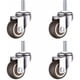 thumbnail image 1 of Paquete de 4 ruedas giratorias de 1", rosca M8, 2 con freno, 2 sin freno, para carros de muebles, capacidad de 20 kg/44 lb por rueda, 1 of 5