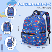 Cshidworld Toddler Backpack for Boys Girls 2-4, Preschool Backpack Mini Backpack For School & Travel, Child Backpacks, Kindergarten Elementary Toddler bag, Kids Backpack, 16 H, Dark Blue Cars