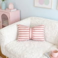 thumbnail image 6 of Stripe Bow Velvet Lumbar Pillow 50x33cm, High Elastic Filled Soft Plush Decorative Throw Pillow, Removable Washable for Couch Bed Sofa Bay Window Car Living Room Bedroom Home Decor, Pink-B, 6 of 7