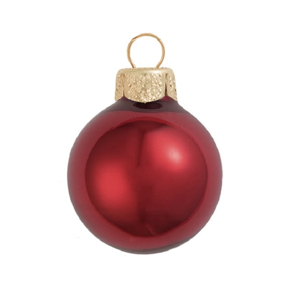 40ct Pearl Burgundy Red Glass Ball Christmas Ornaments 1.5" (40mm)