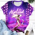 thumbnail image 1 of Hazbin Hotel Moda Casual Mujer Impreso de manga corta Cuello redondo Pullover Tops Morado/2XL, 1 of 6