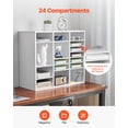 thumbnail image 5 of Literature Organizer, 24 Compartments Office Mailbox with Adjustable Shelves, Wooden Mailbox Sorter Medium Density Fiberboard Office Home Classroom Storage for Files, Documents, Papers, White, 5 of 7