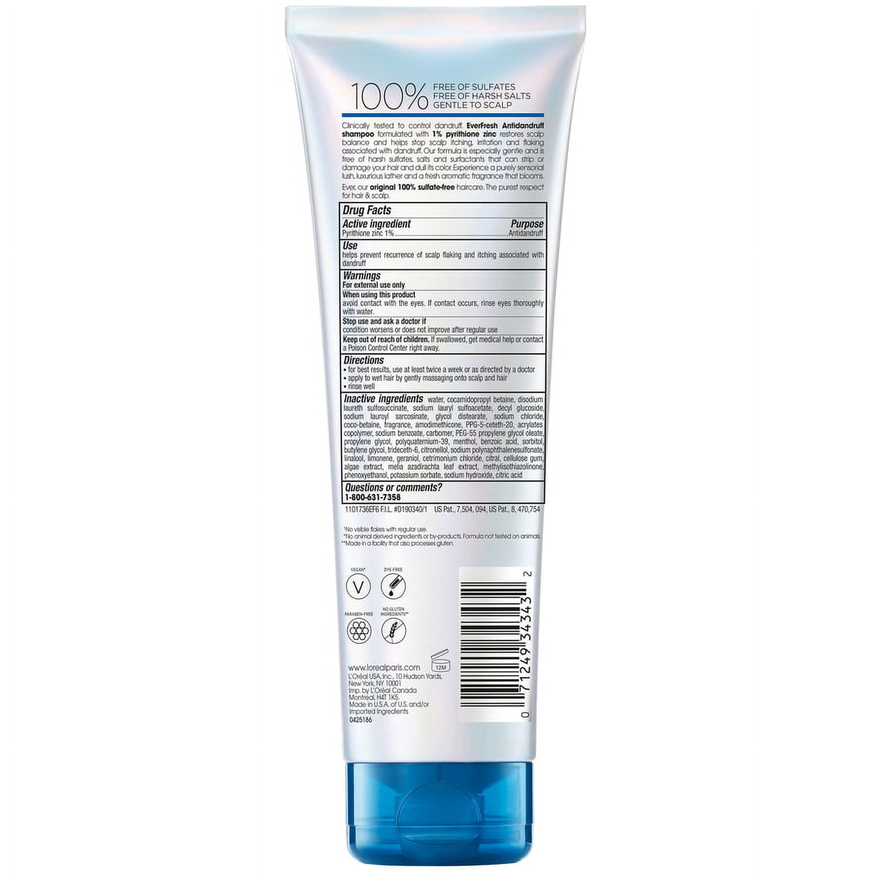 L'Oreal Paris EverFresh Antidandruff Shampoo Sulfate Free, 8.5 fl. oz.