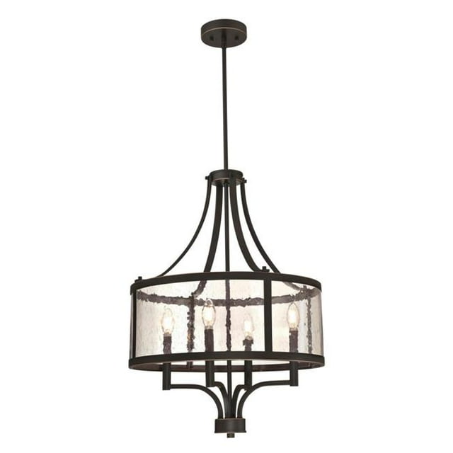4 Light Chandelier with Highlights & Clear Seeded Glass - Oil Rubbed Bronze