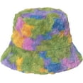 thumbnail image 5 of CoCopeaunts Tie Dye Bucket Hat Thickened Warm Basin Hat Female Plush Colorful Rainbow Fisherman Hat Stage Costume Accessory, 5 of 8