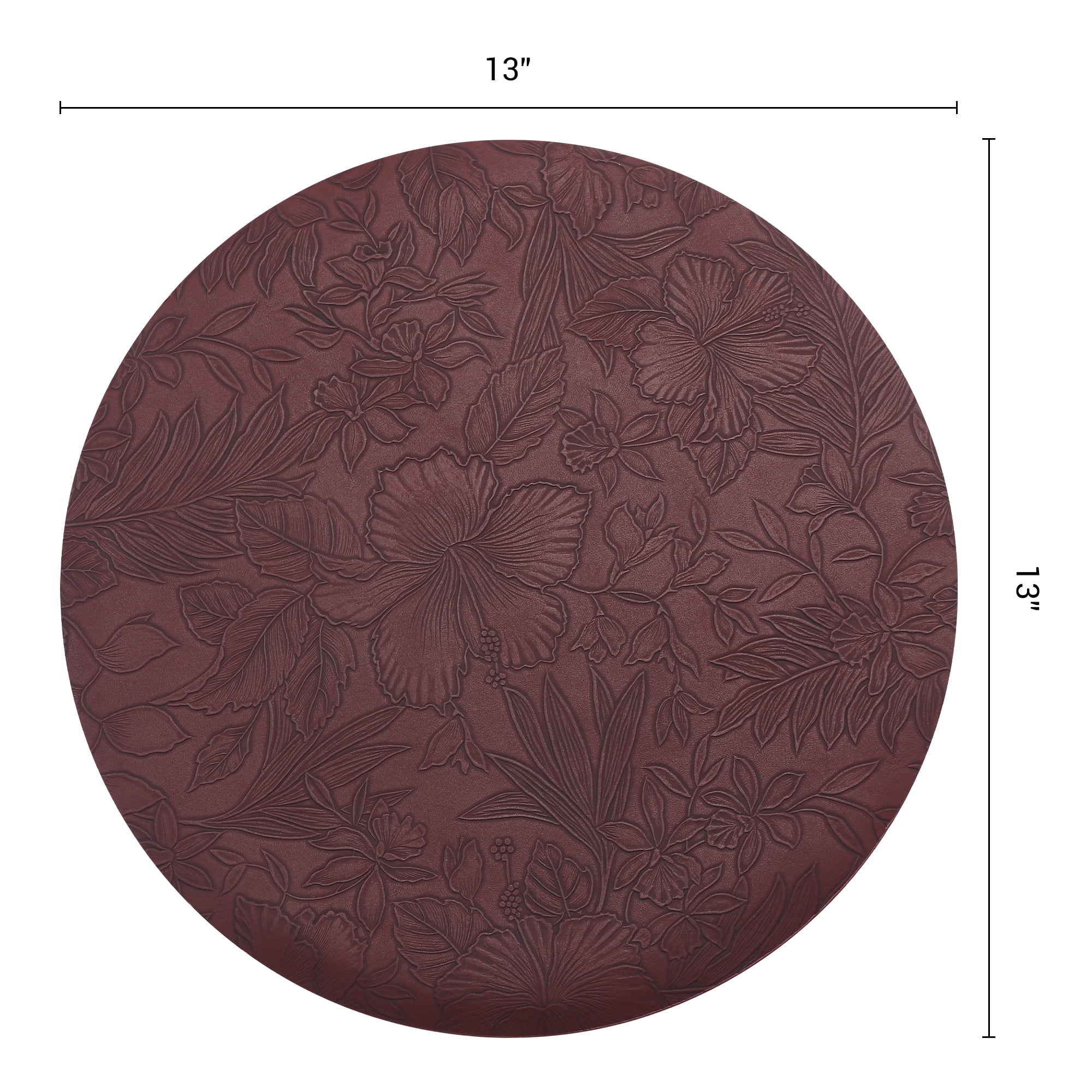 Unique Bargains Set of 6 Leather Round Placemats for Kitchen Dining Table Dark Brown