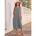 thumbnail image 5 of Women's Dresses Long Sundresses Plaid Striped Pockets Maxi Dress for Summer Casual Beach Vacation Black S, 5 of 9