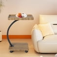 thumbnail image 4 of Bureau d'Ordinateur Portable Roulant en Forme de C à 2 Niveaux avec Roulettes, Table de Chevet Mobile Gain de Place avec Roulettes Verrouillables, Support d'Ordinateur Compact pour Canapé et Petits Espaces, Bois Naturel/blanc/noyer, 4 of 7